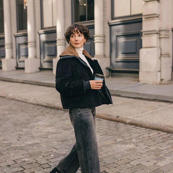 Petite studio Carter Corduroy Down Jacket - Black - Picture 4 of 6